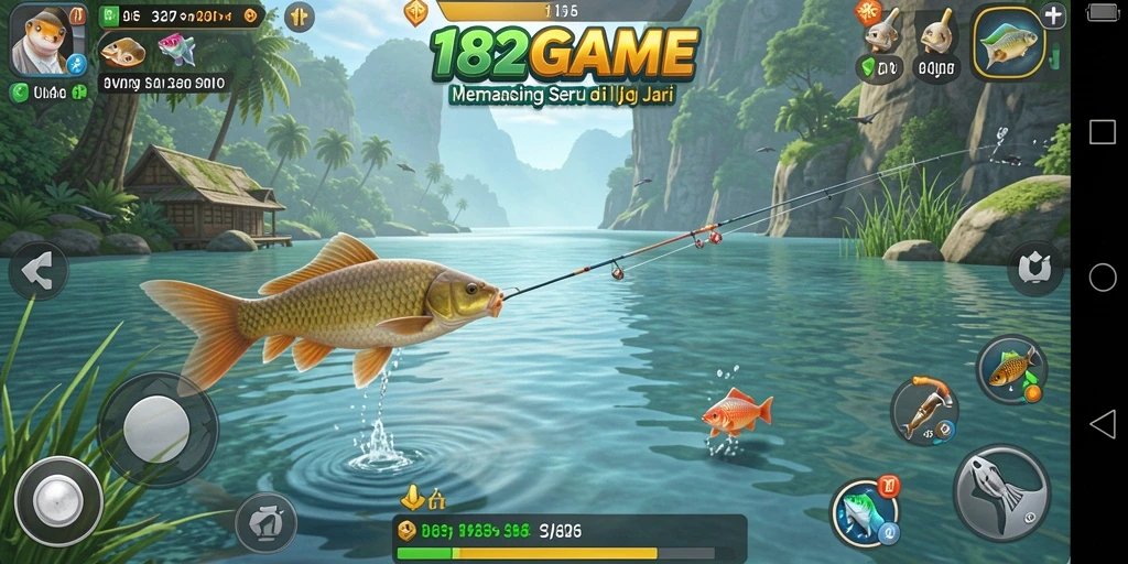 Tampilan utama gameplay 182GAME dengan suasana memancing yang mengasyikkan.
