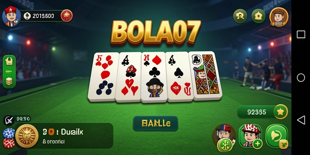 Tampilan gameplay BOLA07 dengan suasana permainan Domino.