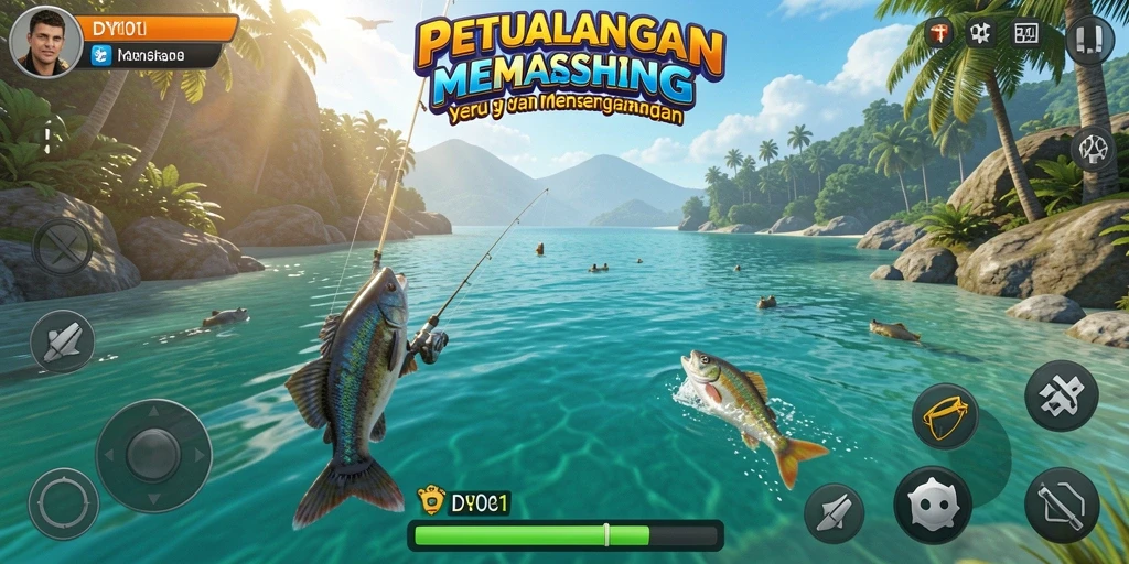 Gameplay DYO1 yang menarik dengan berbagai lokasi memancing.