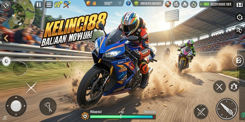 Gameplay seru dalam balapan motor yang menegangkan.