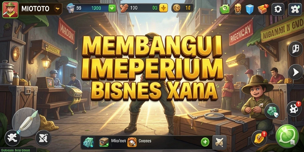 Tampilan gameplay MIOTOTO yang menampilkan manajemen bisnis yang seru.