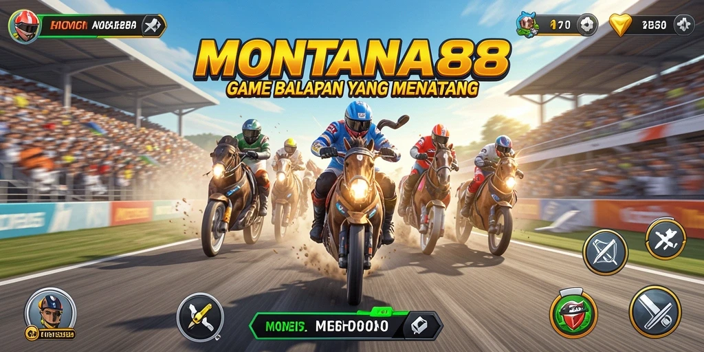 Tampilan gameplay seru balapan MONTANA88 dengan trek menantang.