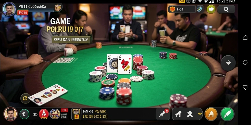 Screenshot PG11 menampilkan gameplay poker yang mendebarkan dan interaktif.