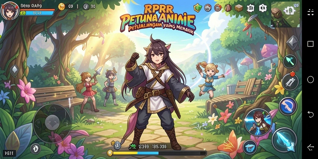 Gameplay RPRR yang menampilkan karakter-karakter anime yang seru.