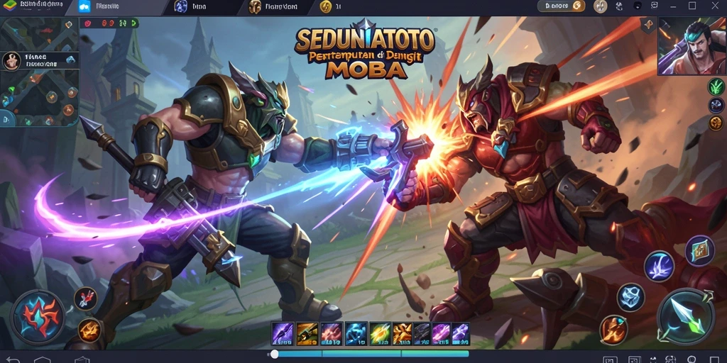 Screenshot SEDUNIATOTO menampilkan aksi pertempuran menarik dalam game MOBA.