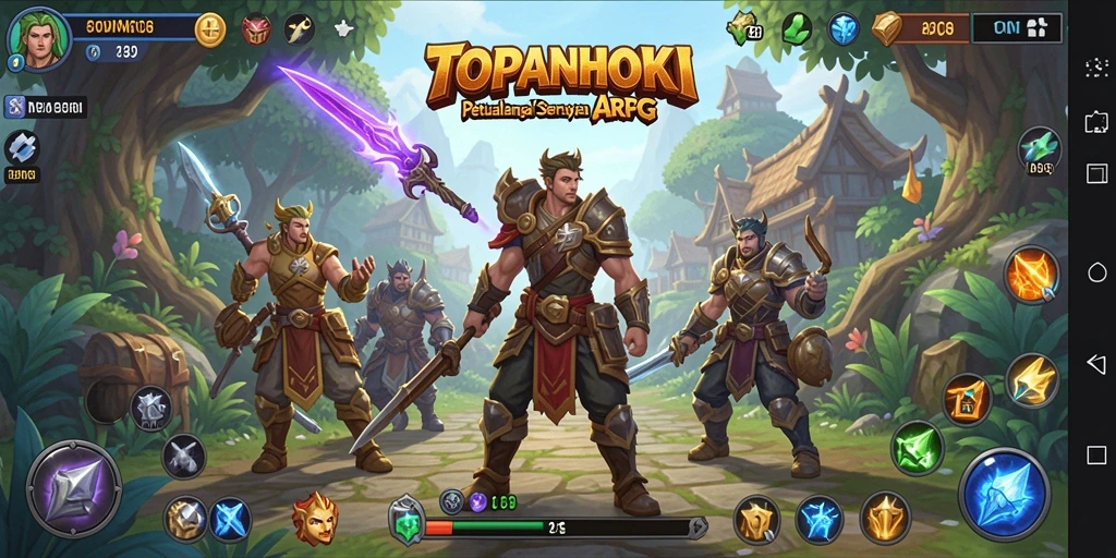 Screenshot utama TOPANHOKI menunjukkan aksi seru dalam pertempuran ARPG.