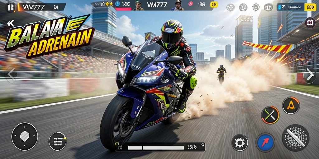 Tampilan gameplay VM777 yang mendebarkan dan penuh aksi.